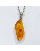 Pendentif Ambre Baltique Argent 925 avec Chaîne 48 cm