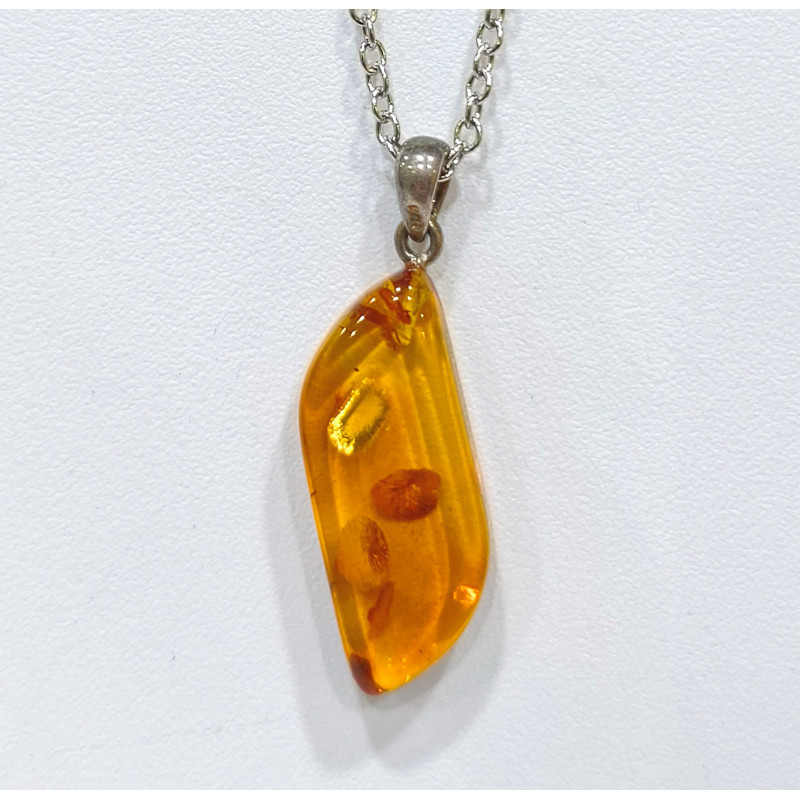 Pendentif Ambre Baltique Argent 925 avec Chaîne 48 cm