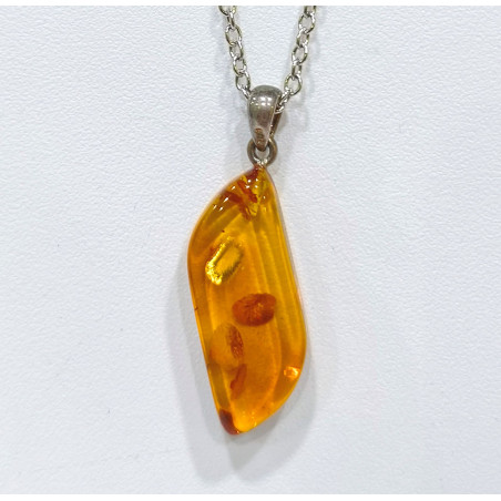 Pendentif Ambre Baltique Argent 925 avec Chaîne 48 cm