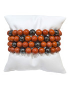 Bracelet Jaspe Rouge et Hématite Pierres Rondes 8mm