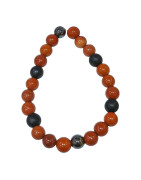 Bracelet Jaspe Rouge Onyx Mat et Hématite Pierres Rondes 8mm