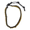 Bracelet Cuir et Billes d'Acier Doré Réglable