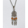 Pendentif Ambre Baltique Fleur de Vie Attrape-rêves  Argent 925 avec Chaîne 42 + 3 cm