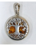 Pendentif Ambre Baltique Arbre de Vie Argent 925