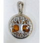 Pendentif Ambre Baltique Arbre de Vie Argent 925