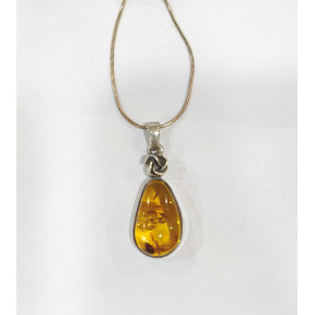 Pendentif Ambre Baltique Cognac avec Chaîne Argent 925 40 cm