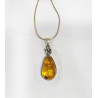 Pendentif Ambre Baltique Cognac avec Chaîne Argent 925 40 cm