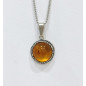 Pendentif Ambre Baltique Rond Argent 925 avec Chaîne 50 cm