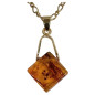 Pendentif Ambre Baltique Losange avec Chaîne Acier 48 cm