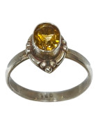 Bague Citrine Naturelle Argent 925 Taille 52