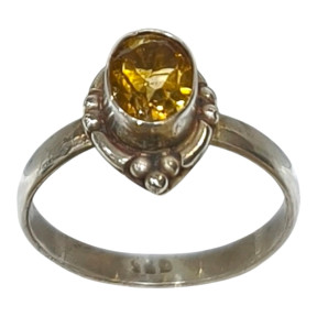 Bague Citrine Naturelle Argent 925 Taille 52