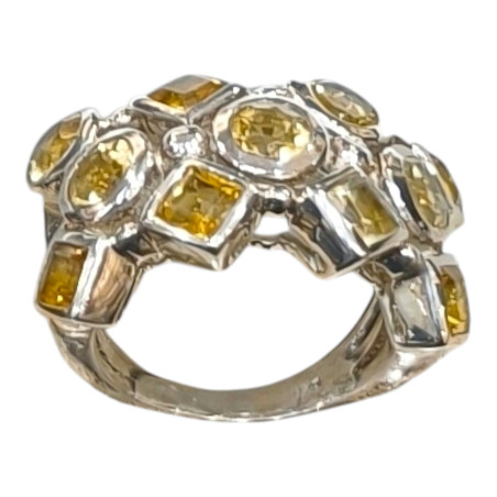 Bague Citrine Naturelle Argent 925 Taille 56