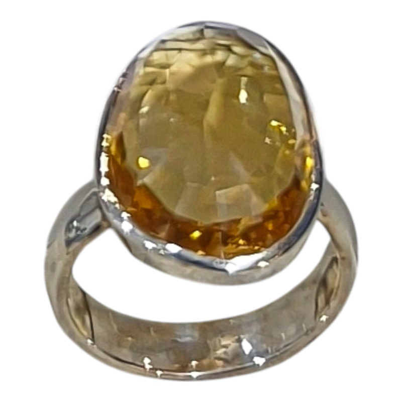Bague Citrine Naturelle Argent 925 Taille 60