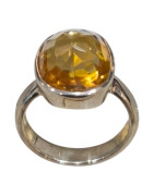 Bague Citrine Naturelle Argent 925 Taille 57