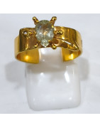 Bague Aigue Marine Laiton Plaqué Or