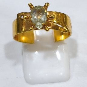 Bague Aigue Marine Laiton Plaqué Or