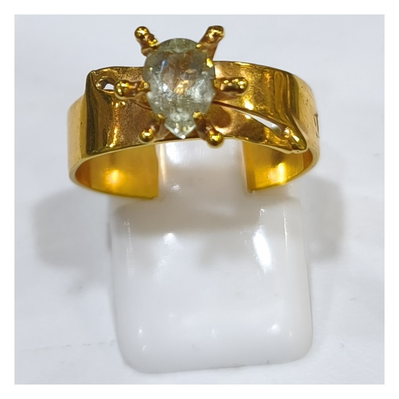 Bague Aigue Marine Laiton Plaqué Or