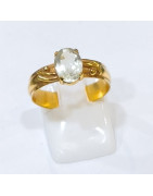 Bague Aigue Marine Laiton Plaqué Or Taille 59