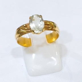 Bague Aigue Marine Laiton Plaqué Or Taille 59