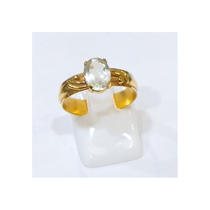 Bague Aigue Marine Laiton Plaqué Or Taille 59