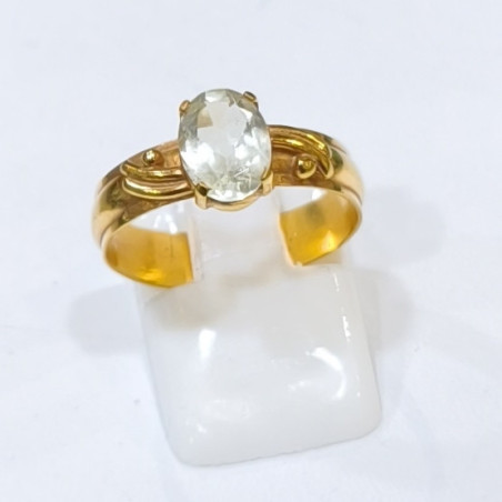 Bague Aigue Marine Laiton Plaqué Or Taille 59