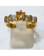 Bague Citrine et Zirconium Laiton Plaqué Or taille 56