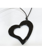 Pendentif Cœur Bakélite avec Cordon 46cm Fermoir à Vis