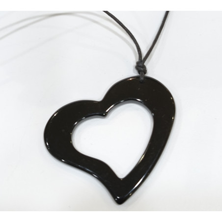 Pendentif Cœur Bakélite avec Cordon 46cm Fermoir à Vis