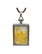 Pendentif Citrine Rectangle 5 cm avec Cordon Réglable