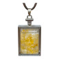Pendentif Citrine Rectangle 5 cm avec Cordon Réglable