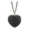 Pendentif Jaspe Cœur avec Chaîne Acier Inox Noir 46 cm