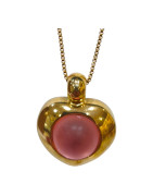 Pendentif Verre de Murano Cœur et Chaîne Acier Inox Plaqués Or 50 cm
