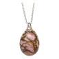 Pendentif Rhodonite Goutte avec Chaîne Acier Inox 46 cm