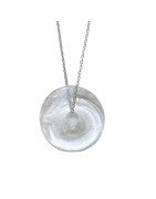Pendentif Cristal de Roche Donut avec Chaîne Acier Inox 44 cm