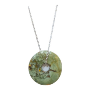 Pendentif Rhyolite Donut avec Chaîne Acier Inox 44 + 5 cm