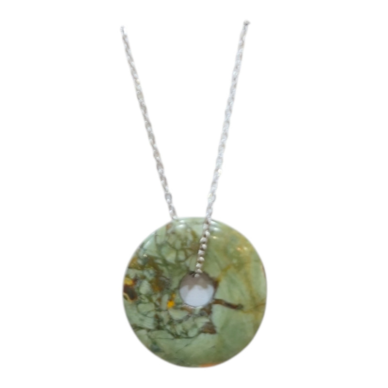 Pendentif Rhyolite Donut avec Chaîne Acier Inox 44 + 5 cm