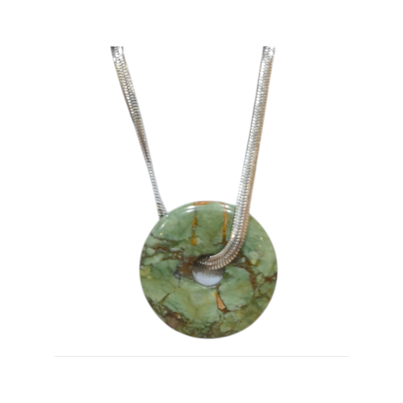 Pendentif Rhyolite Donut avec Chaîne Acier Inox 44