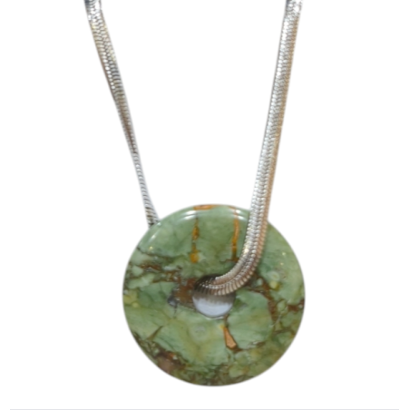 Pendentif Rhyolite Donut avec Chaîne Acier Inox 44