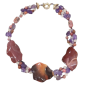 Collier Jaspe Mokaïte Améthyste Rhodonite Rhodochrosite Quartz Rose 42 cm avec Insert et fermoir Argent 925