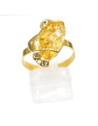 Bague Citrine Laiton Taille Réglable 55 à 58