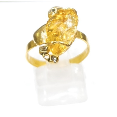 Bague Citrine Laiton Taille Réglable 55 à 58