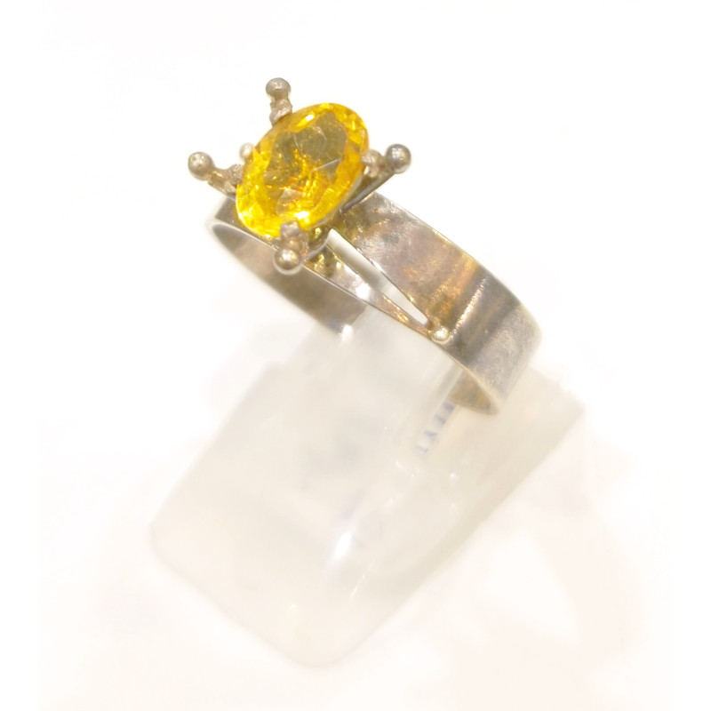 Bague Citrine Naturelle Acier Taille 60