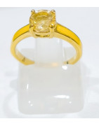 Bague Citrine Acier inox plaqué or