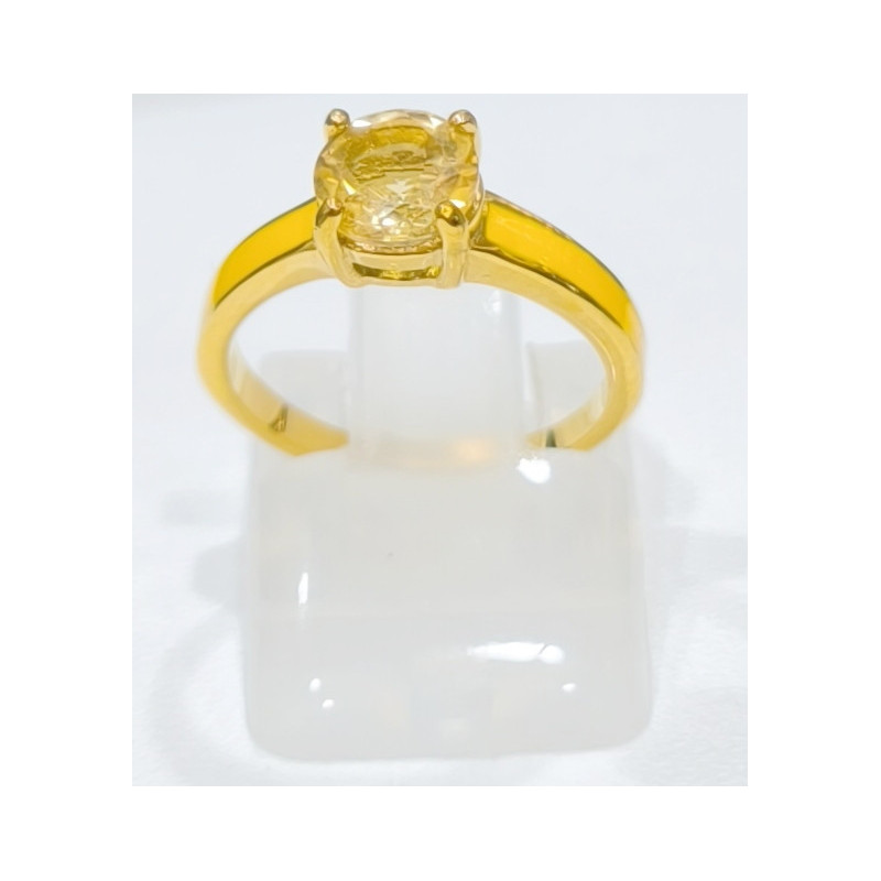Bague Citrine Acier inox plaqué or
