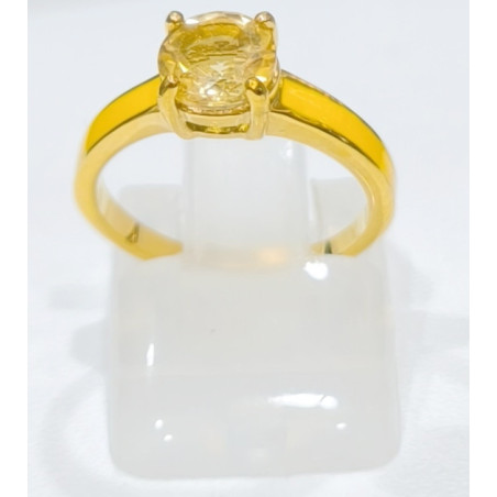 Bague Citrine Acier inox plaqué or