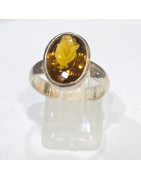 Bague Citrine Madère Naturelle Argent 925 Taille 57