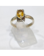 Bague Citrine Madère Naturelle Argent 925 Taille 56