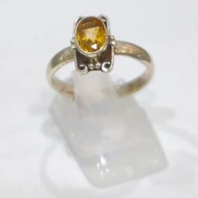 Bague Citrine Madère Naturelle Argent 925 Taille 56