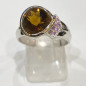 Bague Citrine et Tourmaline Rose Argent 925 Taille 57