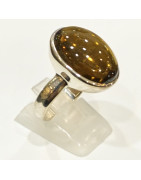 Bague Quartz Fumé Argent 925 Taille 60